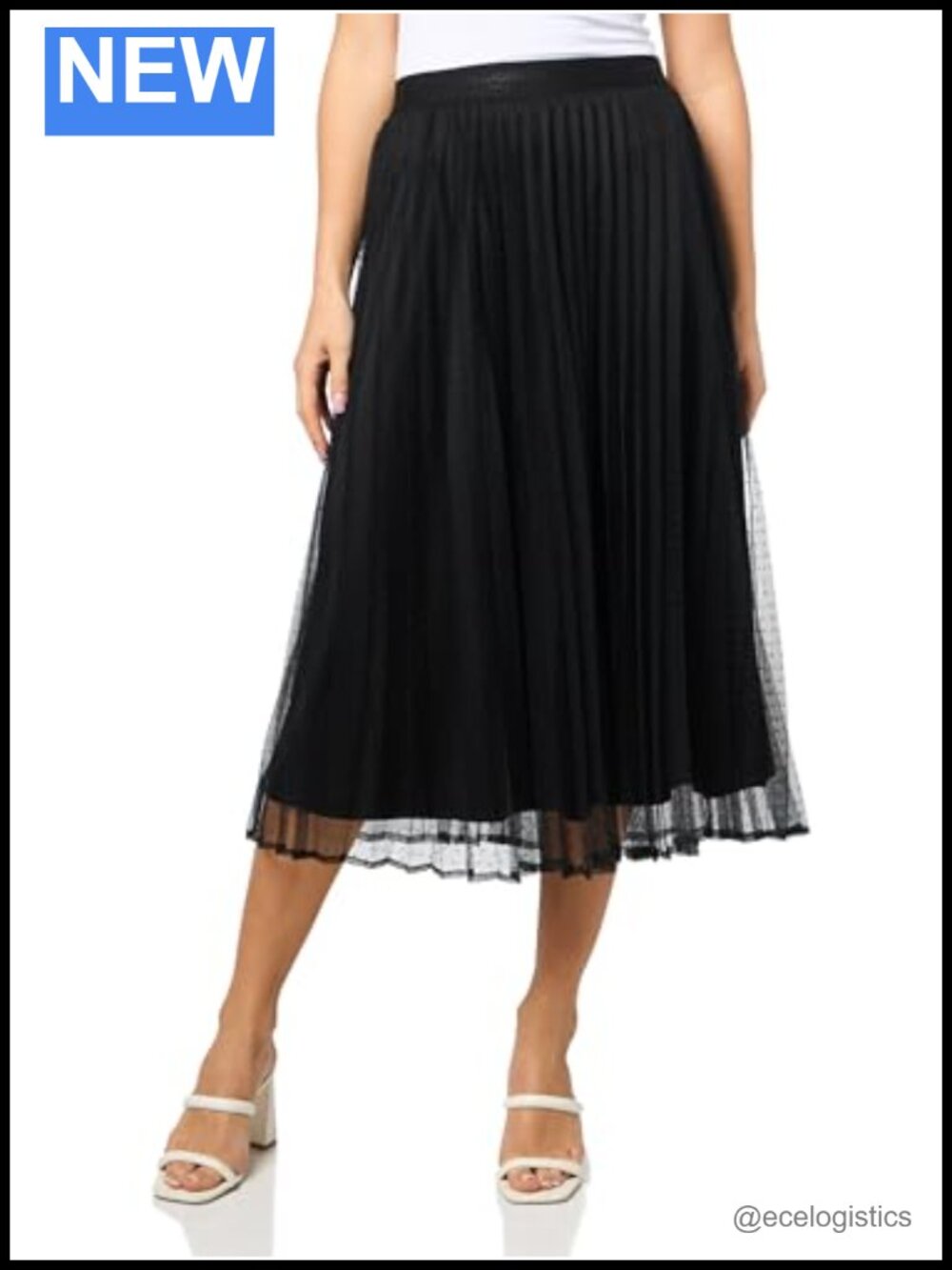 Knee-Length Mesh Lace Pull On Skirt Cotton Modal Spandex